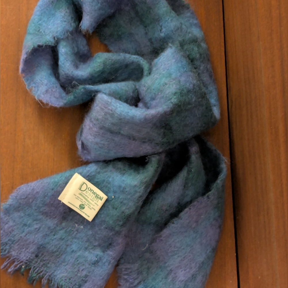 Handwoven Mohair And 100% Pure New Wool Vintage Scarf From Ireland Donegal
